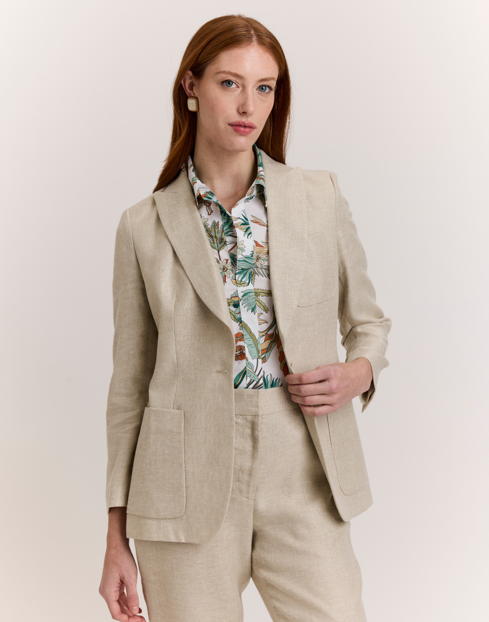 Corinne Long Sleeve Lurex Linen Jacket