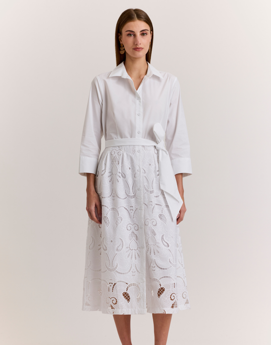 Robin 3/4 Sleeve Eyelet Embroidery Dress