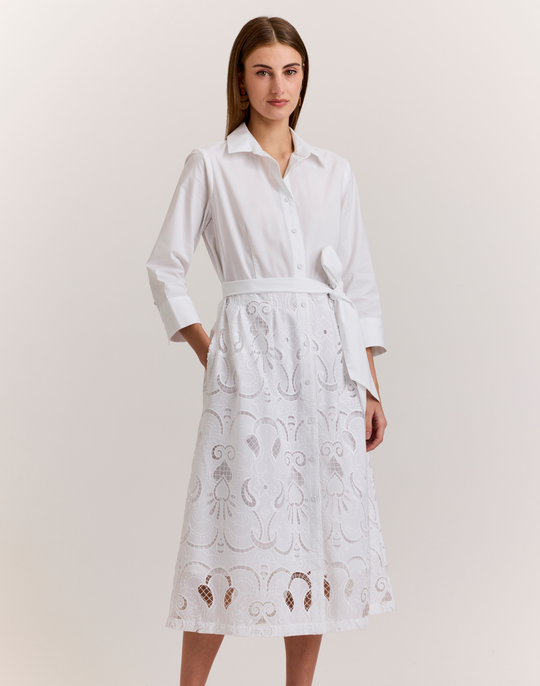 Robin 3/4 Sleeve Eyelet Embroidery Dress