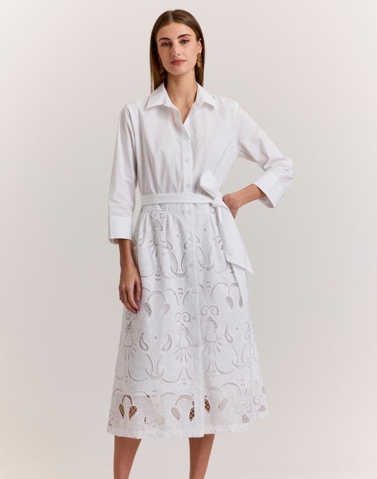 Robin 3/4 Sleeve Eyelet Embroidery Dress