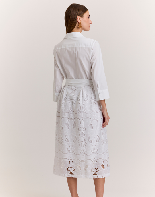Robin 3/4 Sleeve Eyelet Embroidery Dress