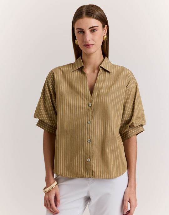 Lilian Elbow Sleeve Pencil Stripe Shirt