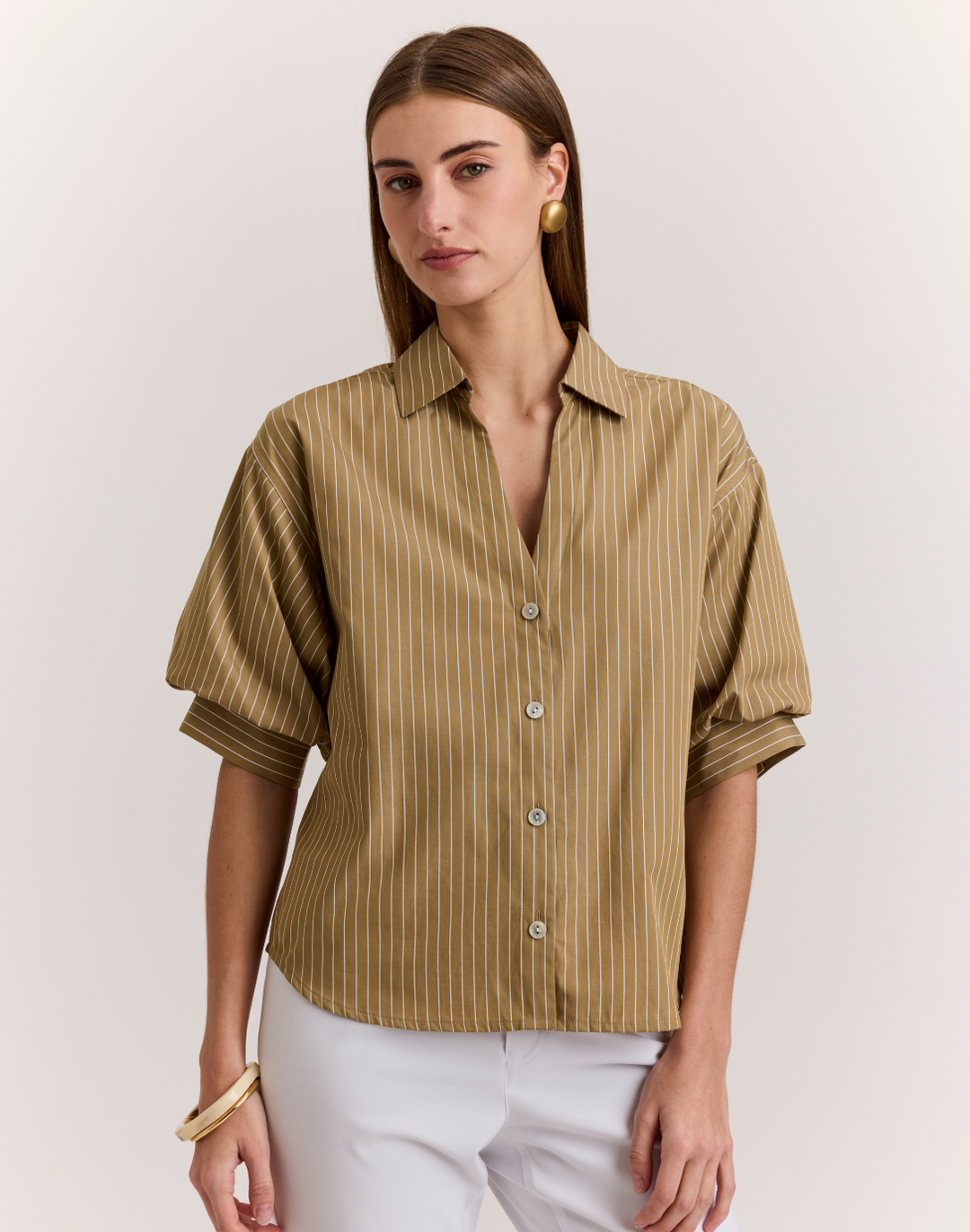 Lilian Elbow Sleeve Pencil Stripe Shirt
