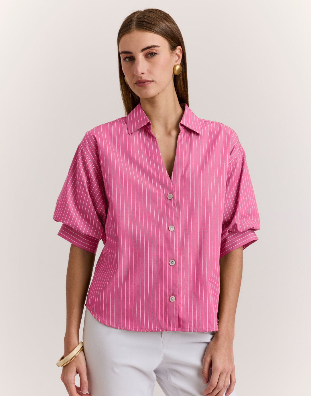 salsation★ Long shirt★ピンク★サイズL Lilith Long Sleeve Pleated Placket Shirt – Hinson Wu