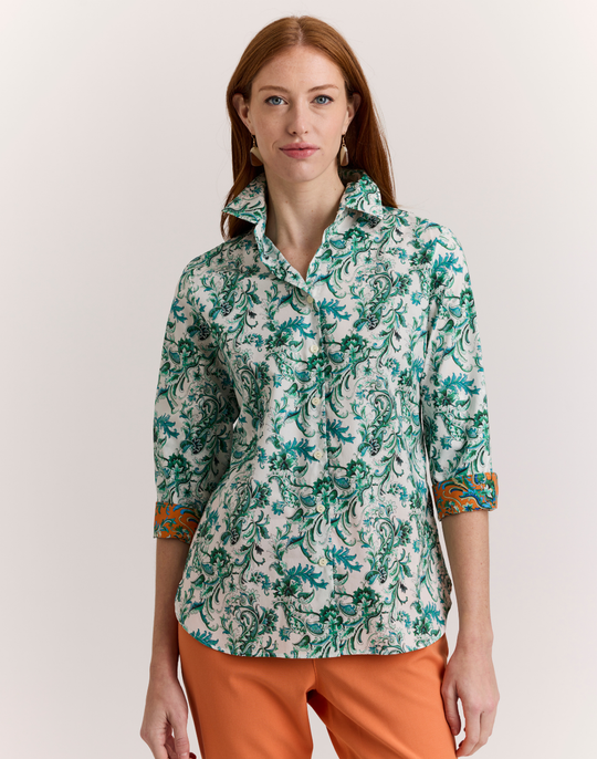 Margot 3/4 Sleeve Venetian Print Shirt