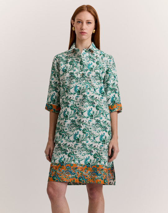 Charlotte 3/4 Sleeve Venetian Print Dress