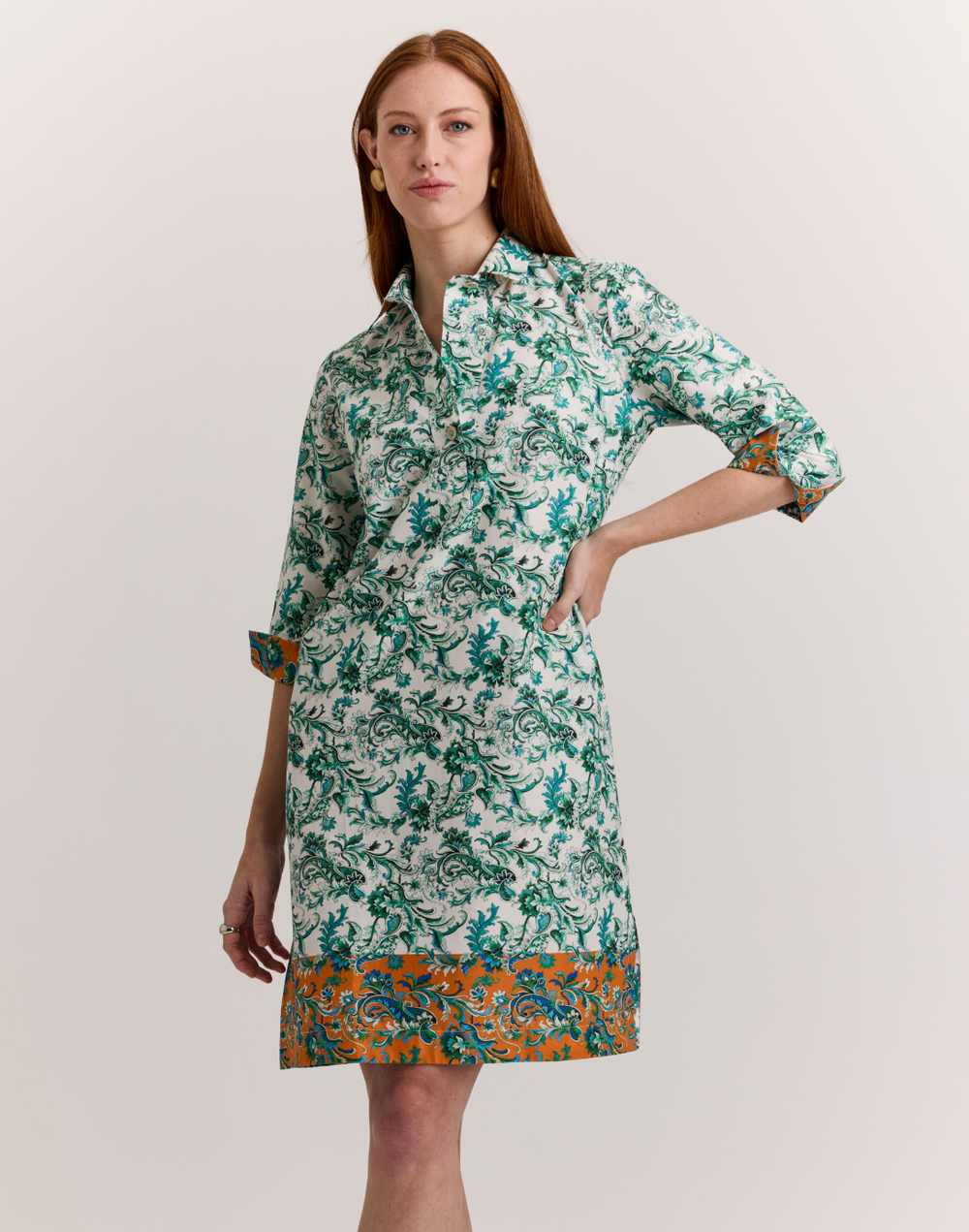 Charlotte 3/4 Sleeve Venetian Print Dress