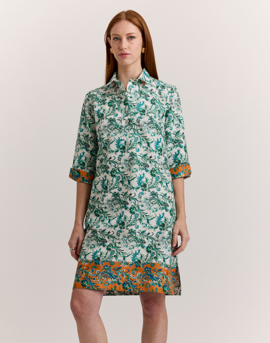 Charlotte 3/4 Sleeve Venetian Print Dress