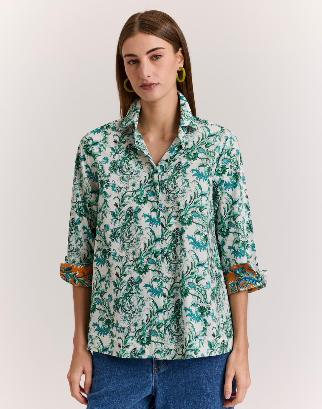 Xena 3/4 Sleeve Venetian Print Shirt