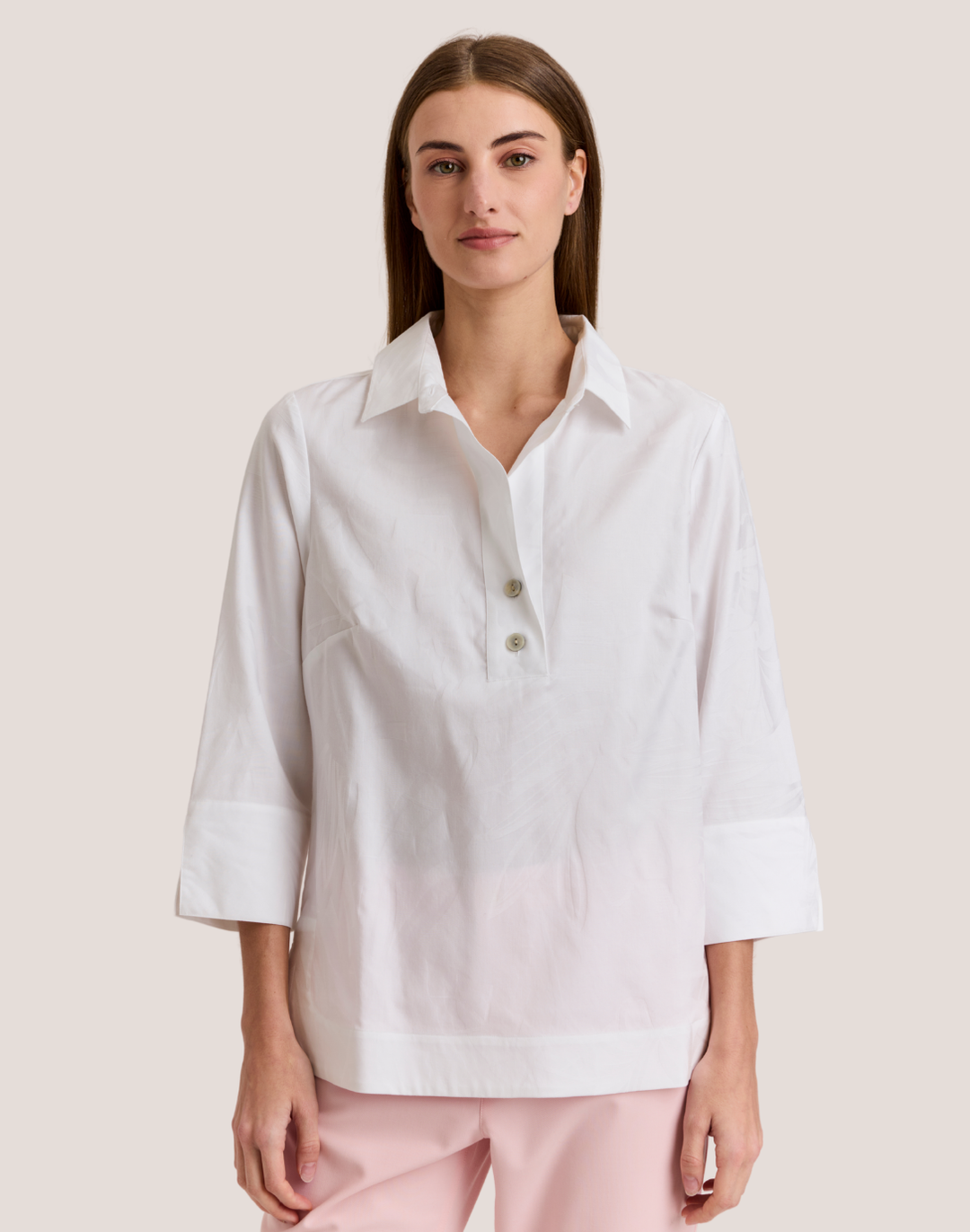 Charlotte 3/4 Sleeve Leaf Motif Jacquard Top