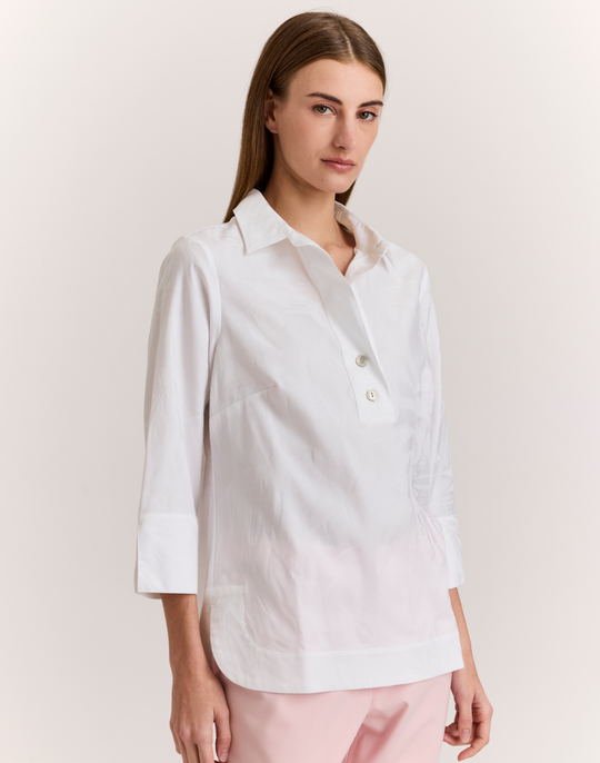 Charlotte 3/4 Sleeve Leaf Motif Jacquard Top