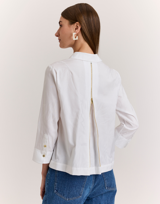 Alessa 3/4 Sleeve Leaf Motif Jacquard Top