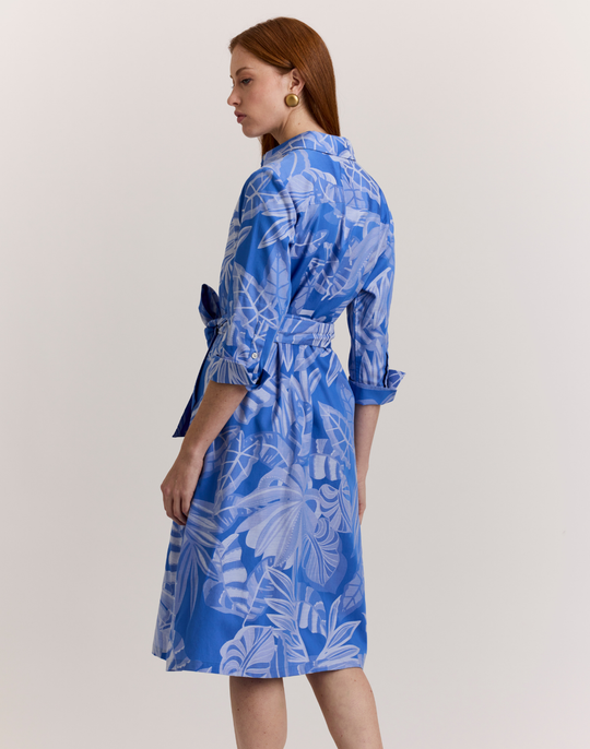 Tamron 3/4 Sleeve Leaf Motif Jacquard Dress