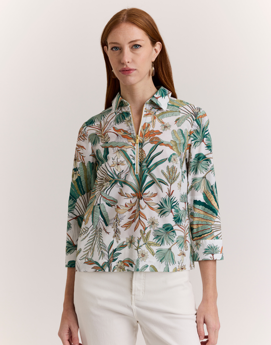 Alessa 3/4 Sleeve Amazonian Print Top