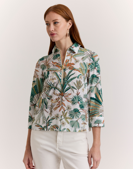 Alessa 3/4 Sleeve Amazonian Print Top
