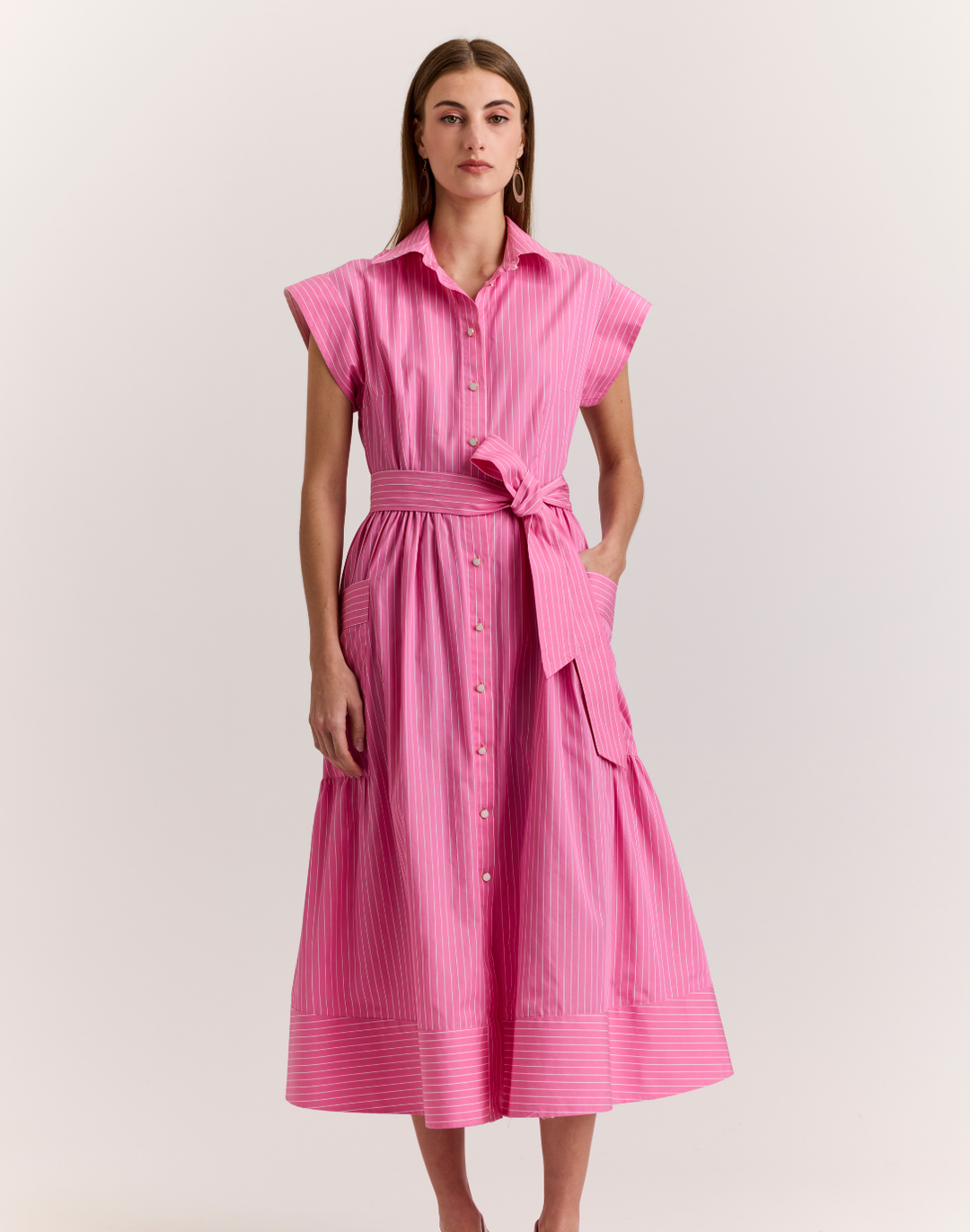 Annabelle Short Sleeve Pencil Stripe Dress