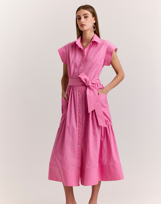 Annabelle Short Sleeve Pencil Stripe Dress