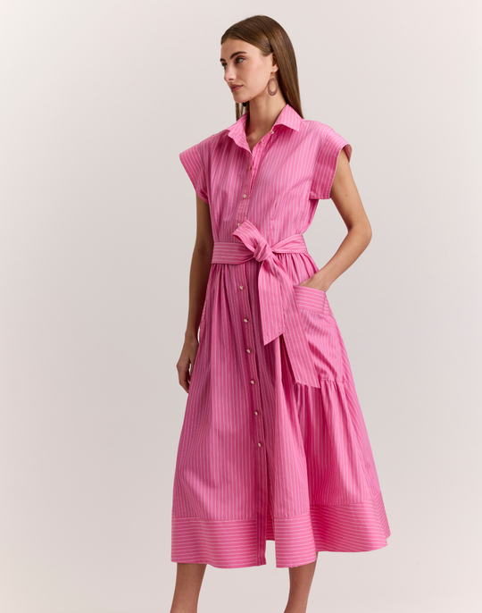 Annabelle Short Sleeve Pencil Stripe Dress