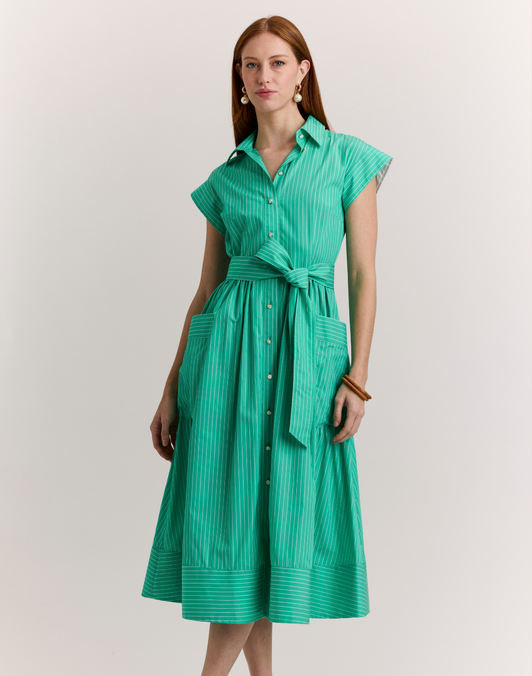 Annabelle Short Sleeve Pencil Stripe Dress