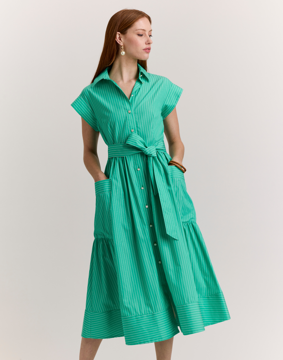 Annabelle Short Sleeve Pencil Stripe Dress