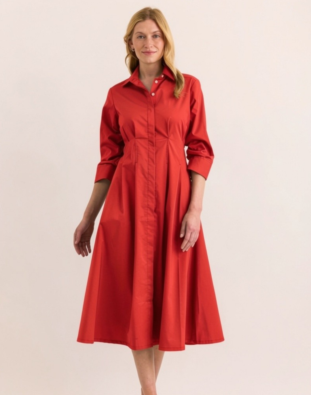 Martina 3/4 Sleeve Dress Guava / S
