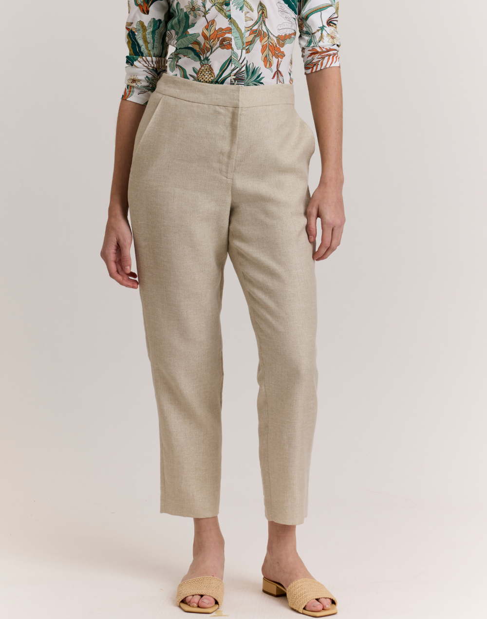 Jolene Cropped Lurex Linen Pant