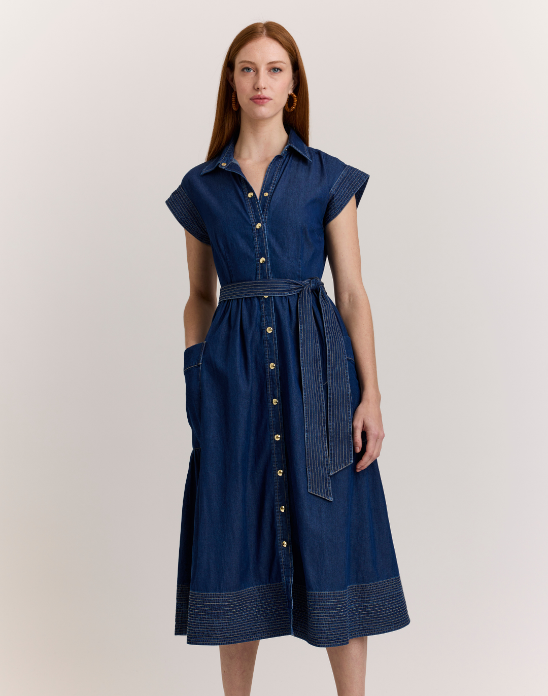 Annabelle Short Sleeve Dark Wash Denim Dress Dark Wash / S Annabelle Short Sleeve Dark Wash Denim Dress Dark Wash / S
