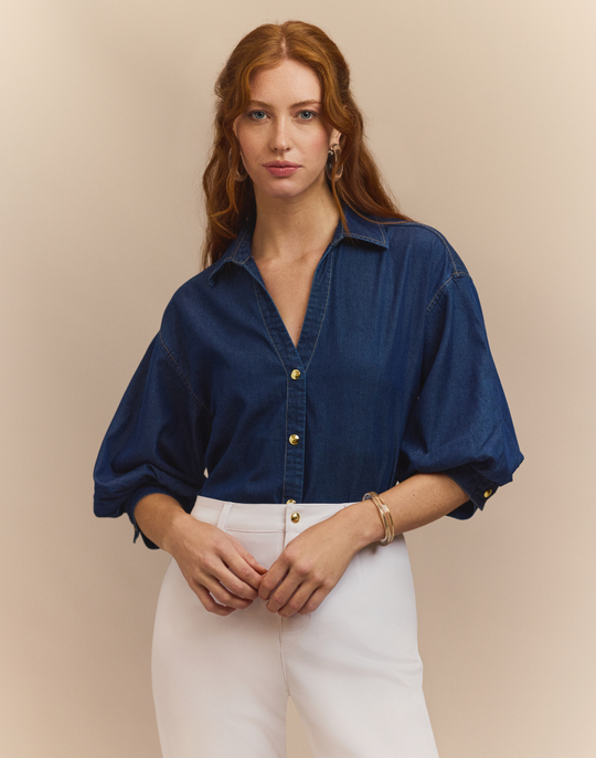 Lilian Elbow Sleeve Denim Shirt