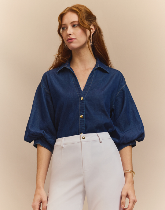 Lilian Elbow Sleeve Denim Shirt