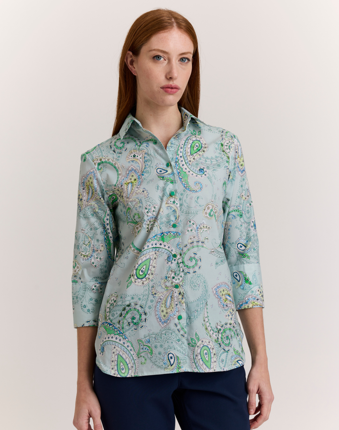 Margot 3/4 Sleeve Dainty Paisley Print Shirt