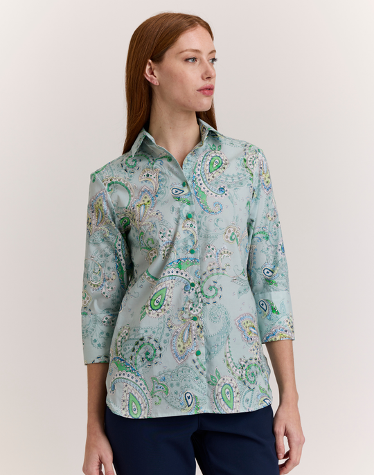 Margot 3/4 Sleeve Dainty Paisley Print Shirt
