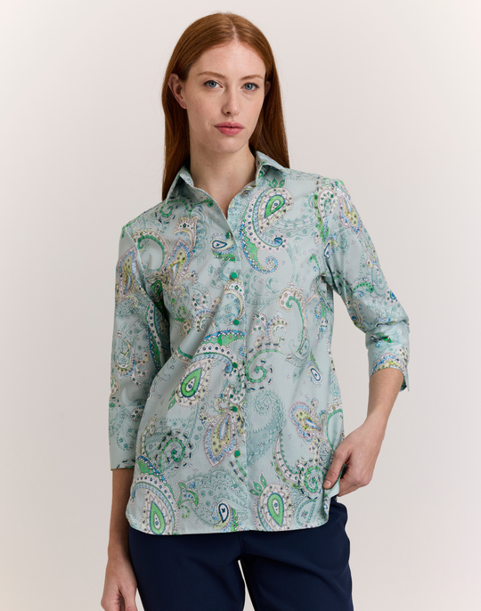 Margot 3/4 Sleeve Dainty Paisley Print Shirt