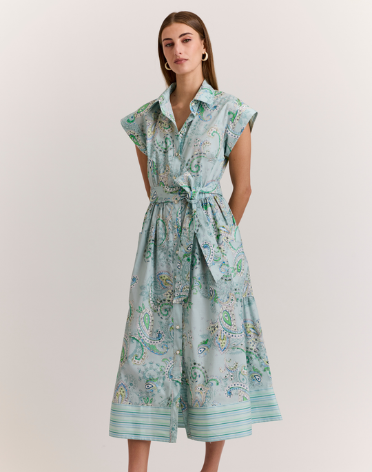 Annabelle Short Sleeve Dainty Paisley Print Dress