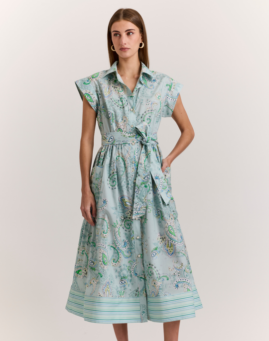 Annabelle Short Sleeve Dainty Paisley Print Dress