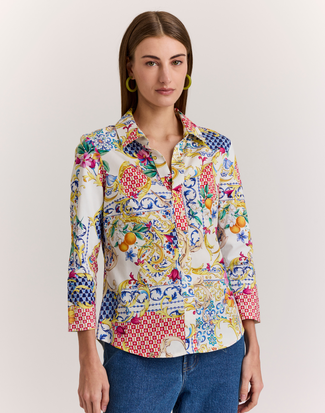 Lizette 3/4 Sleeve Amalfi Print Top