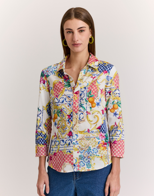 Lizette 3/4 Sleeve Amalfi Print Top