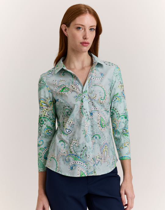 Lizette 3/4 Sleeve Dainty Paisley Print Top