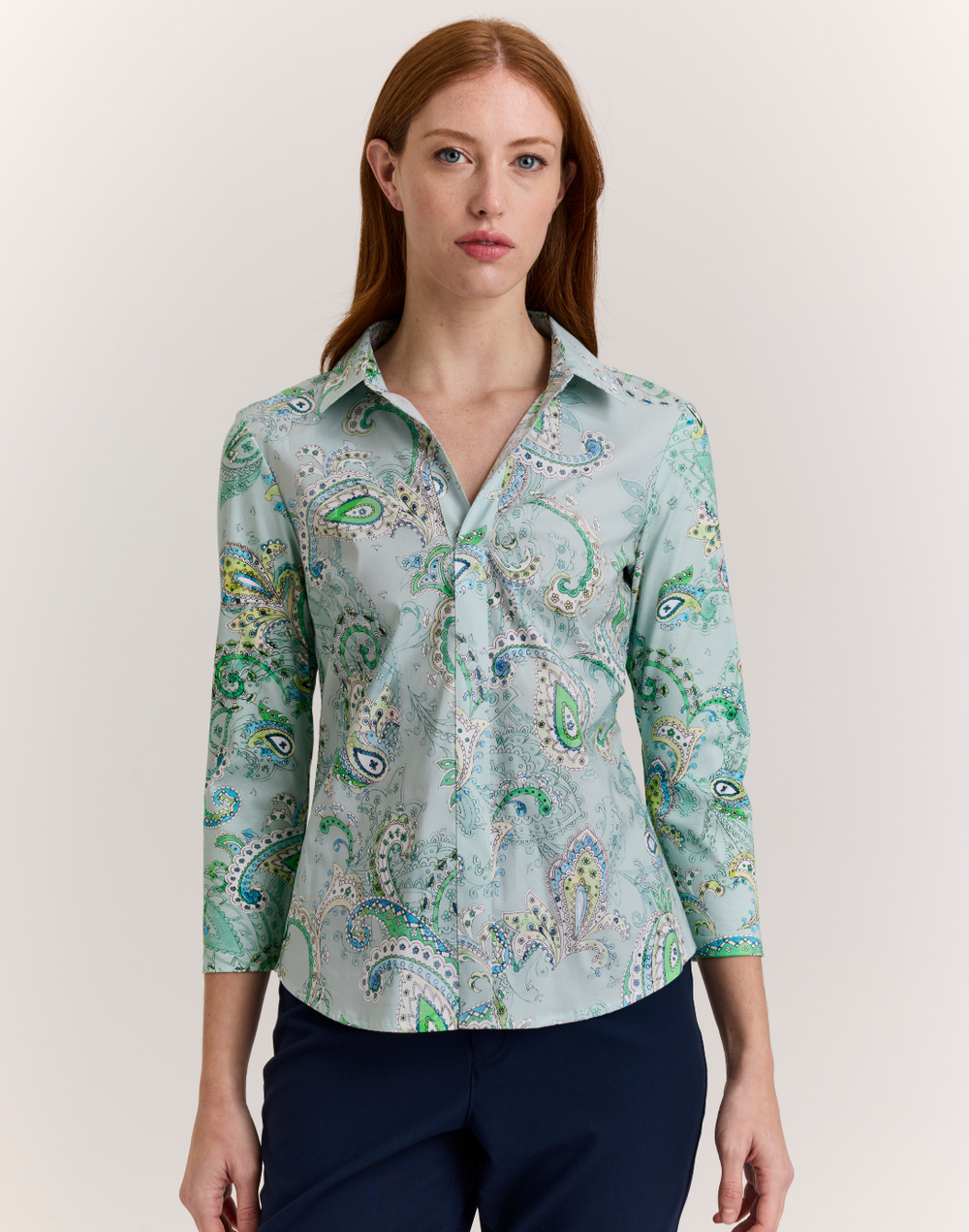 Lizette 3/4 Sleeve Dainty Paisley Print Top