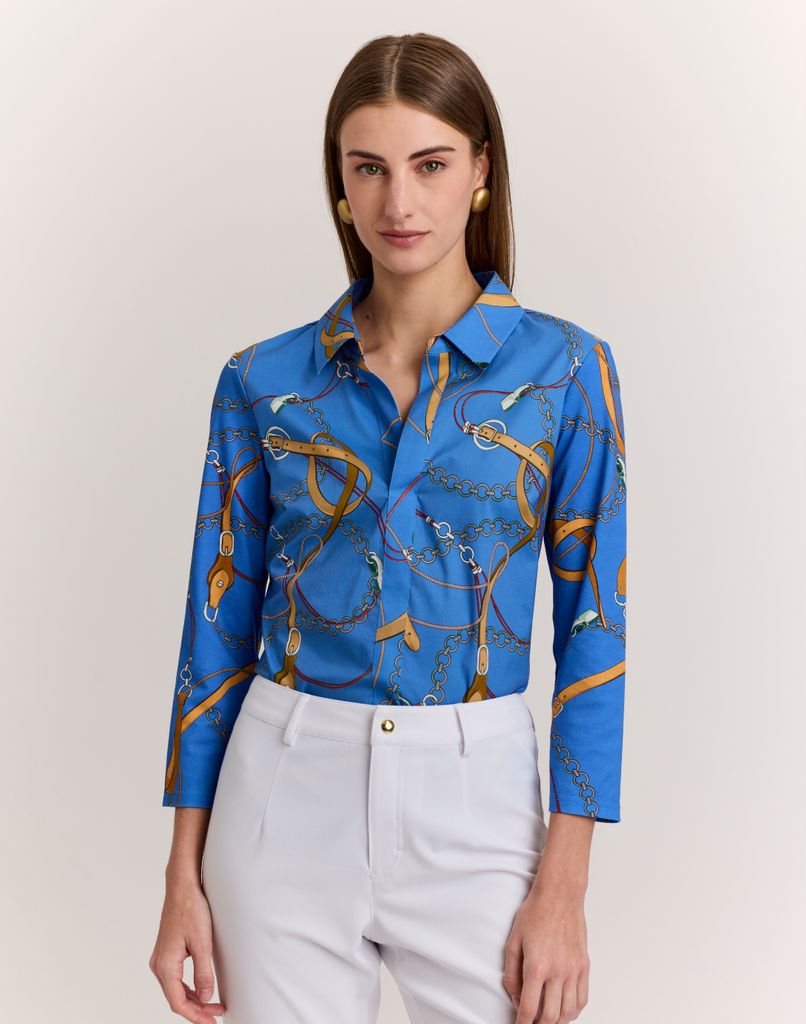 Lizette 3/4 Sleeve Chain Medley Print Top – Hinson Wu