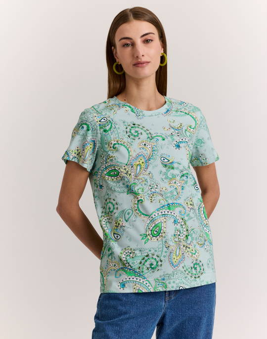 Great Short Sleeve Dainty Paisley Print Tee