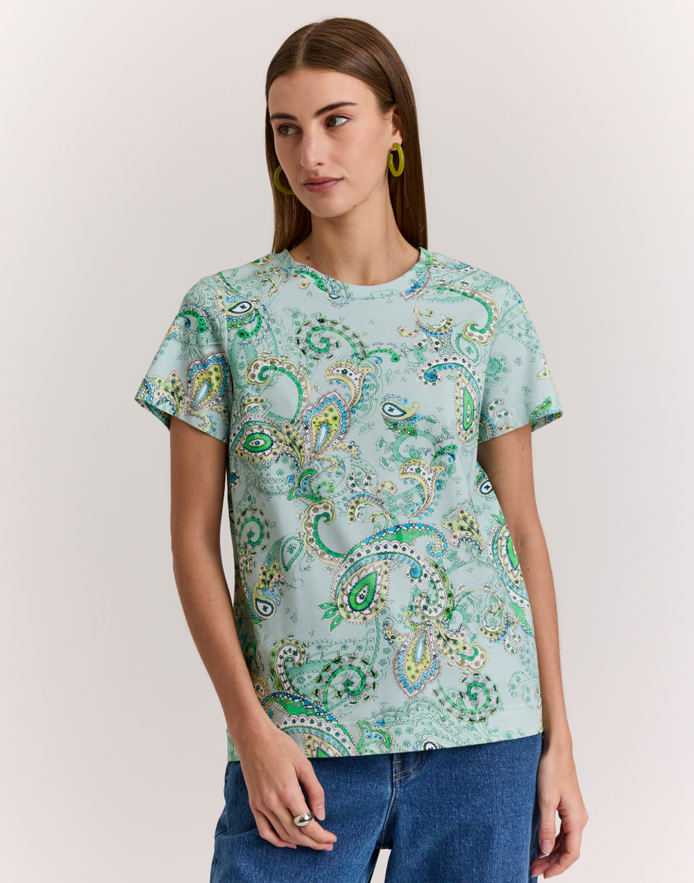 Great Short Sleeve Dainty Paisley Print Tee