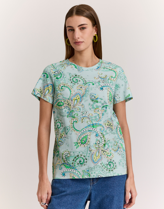 Great Short Sleeve Dainty Paisley Print Tee