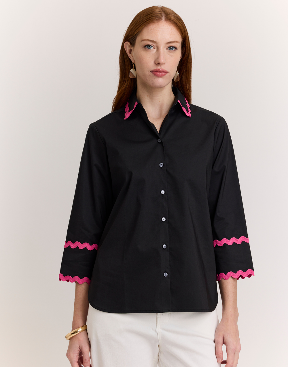Margot 3/4 Sleeve Rick Rack Shirt