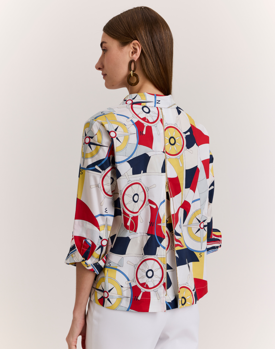 Alessa 3/4 Sleeve Nautical Print Top