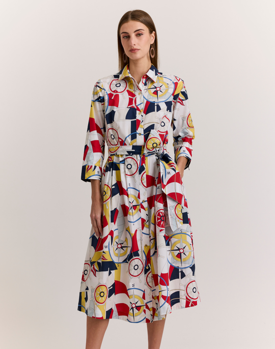 Robin 3/4 Sleeve Nautical Print Dress