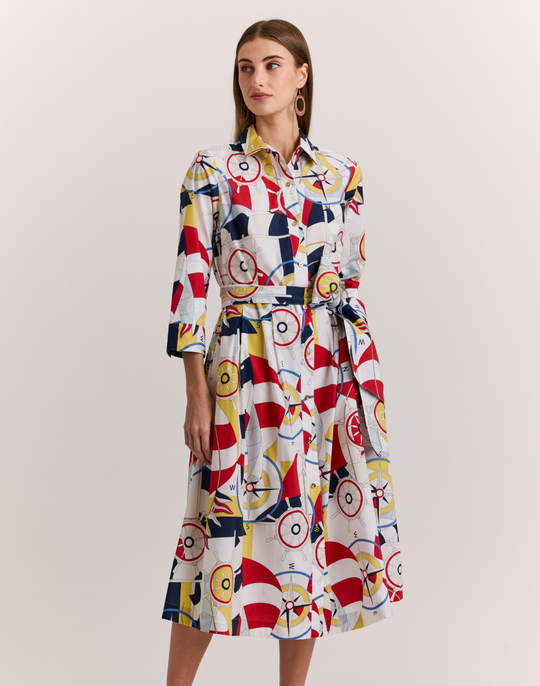 Robin 3/4 Sleeve Nautical Print Dress