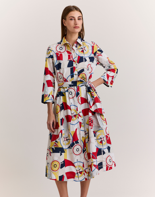 Robin 3/4 Sleeve Nautical Print Dress