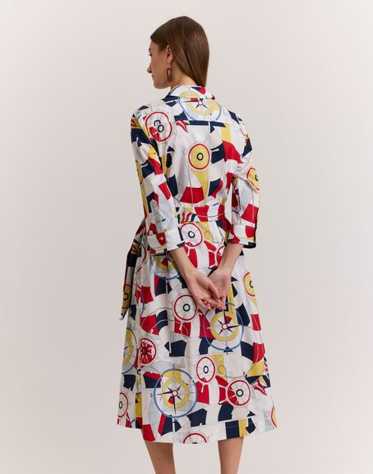 Robin 3/4 Sleeve Nautical Print Dress
