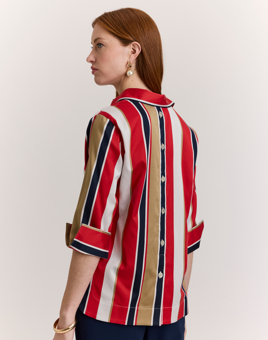 Aileen 3/4 Sleeve Nautical Stripes Top