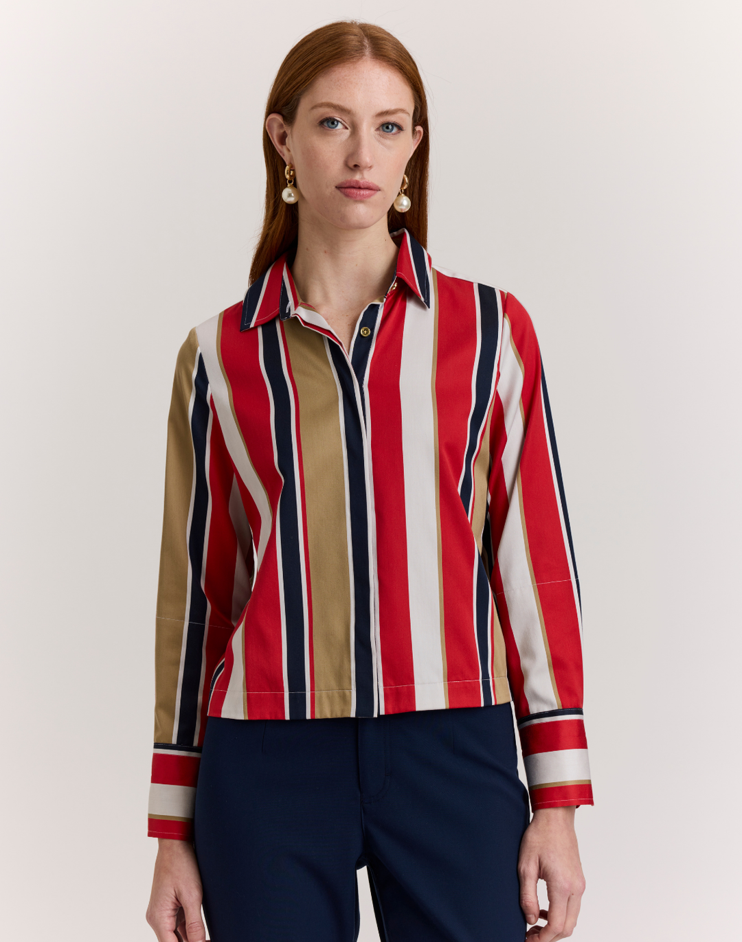 Astrid Long Sleeve Nautical Stripes Shirt